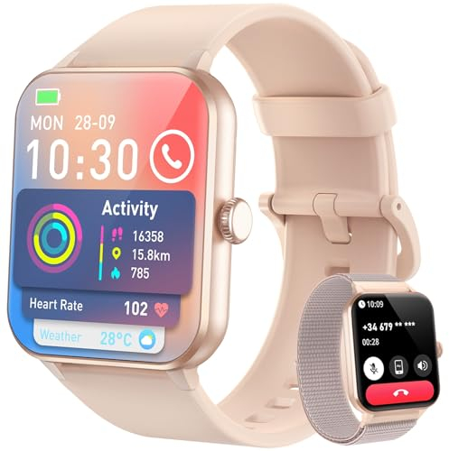 Blackview Smartwatch Damen Herren mit Telefonfunktion(Anrufe tätigen/empfangen)/Message Reminder, Sportuhr mit 100+Sportmodi, Fitnessuhr,Puls-Schlaf-Monitor, Schrittzähler, Smart Watch für Android iOS