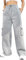 Nuofengkudu Termici Pile Larghi Felpati Pantaloni della Tuta da Donna Coulisse Elastico Vita Alta Cargo Tasche Joggers Comodi Sportivi Casa Pantalone Jogging Invernale Casual Grigio Chiaro L