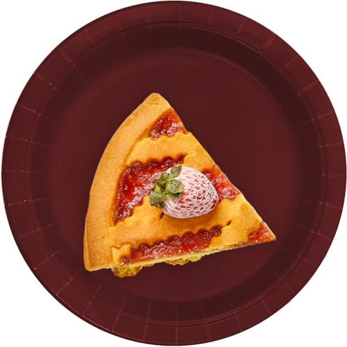 CUSINIUM 100-Pack 7 Burgundy Disposable Paper Plates - Perfect for Cake, Desserts & Small Meals