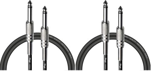 Stagg SGC1.5DL Pro-Series 1.5m Jack to Jack Instrument Cable - Black (Pack of 2)