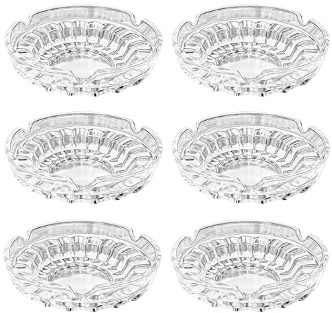 Qualsen Ashtrays for Outside, Outdoor Glass Ashtray, 6PCS, 10.5cm×10.5cm | Ash Tray, Ashtrays for Inside, Ash Trays Outdoors Easy to Clean, Suitable for Bar, Patio, Garden, and Home