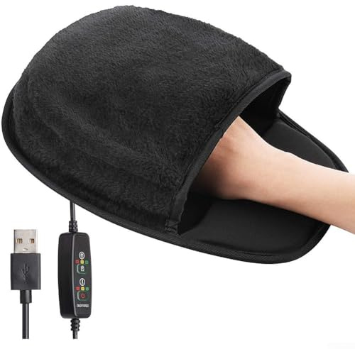 USB-Heiz-Mauspad, Handwärmer, beheiztes Mauspad, hält Ihre Hände im Winter warm, Mauspad für Büro, Zuhause, Computer, Laptop, Arbeit, Gaming & Geschenk, Schwarz