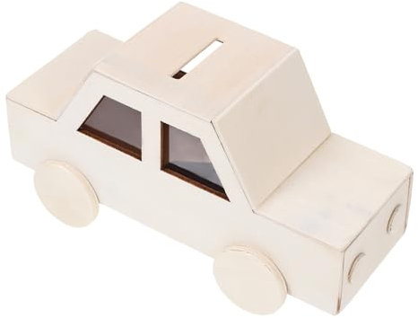 ibasenice container paint your own piggy bank cash box manual wood car for crafts piggy bank student students piggy bank Slush decorate Multifunction storage box Toy mold wood