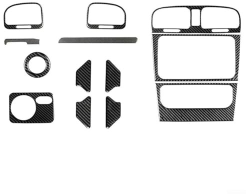 Getdoublerich Lot complet de 13 pièces en fibre de carbone pour intérieur de voiture, ensemble d'instruments de climatisation centrale, convient pour Golf 6 MK6 2008-2012 Pièces de décoration de