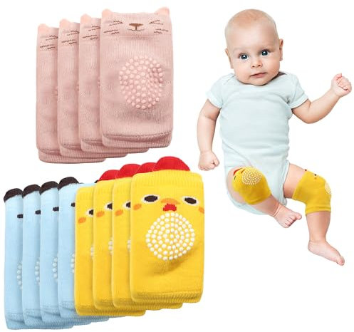 Navaris Knieschoner Baby - Krabbelhilfe - Krabbel Knieschoner Baby - Baby Knieschoner zum Krabbeln - Krabbelschutz für Babys Knie - 6 Paare - bunt