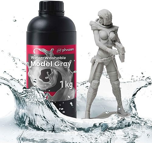 Phrozen Wasser Waschbares 3D Drucker Resin | 405nm Photopolymer UV-Harz für LCD Printer | Geruchsarm, Water-Washable, Schneller Aushärtung | Grau (1kg)
