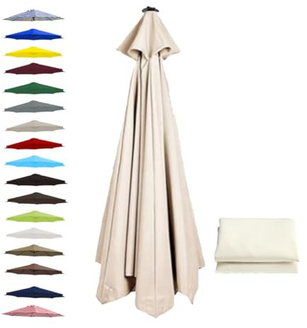 BEEGMA Replacement Parasol Canopy 2.0m 2.50m 2.70m 3.0m Canopy Replacement Top 6 Arms Patio Garden Beach Umbrella Canopy Cover(Color:White,Size:2.70m/9FT)