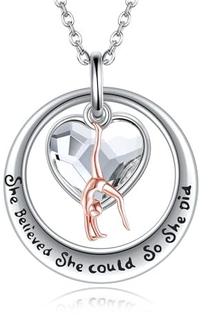 DAYLINLOVE Gymnastik Halskette 925 Sterling Silber Gymnastik Hängel Halskette Gymnastik Schmuck Geschenk für Frauen Mütter Mädchen