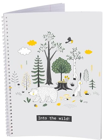 druck.de Collegeblock – 5 Stück – DIN A4 – 80 Blatt – 80g Volumenpapier – gelocht – Spiralbindung weiß – Korrekturrand – perforiert – Spiral Notizblock (Kinder, Kariert)