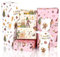 Toptime Geschenkpapier Weihnachten, Rosa und Weiß Kraftpapier Weihnachten mit Weihnachtsbaum Schneemann Merry Christmas, 6 Blatt Niedliches Weihnachtspapier für Kinder, Jungen, Mädchen, 70x50cm