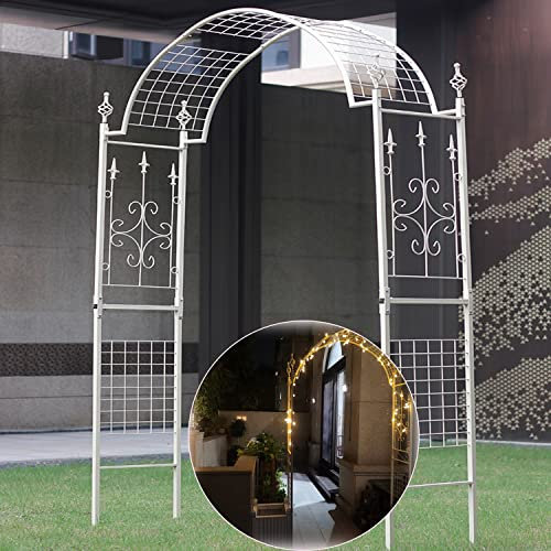 XAoSCd Outdoor Garden Arch Trellis For Climbing Plants - Metal Arbor Stand Arbour Frame, Plant Support Pergola Archway For Climbing Vine Flowers Yard Lawn,Black-With ground spike