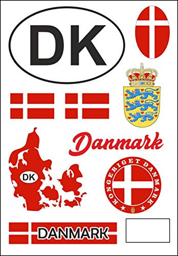Daged Dänemark Aufkleber Karte Stickerbogen - PKW Auto Motorrad Biker Flagge Fahne Deko AK