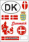 Daged Dänemark Aufkleber Karte Stickerbogen - PKW Auto Motorrad Biker Flagge Fahne Deko AK