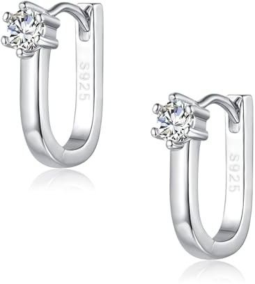 Cangall Creolen Silber 925 Klein, 925 Sterling Silber Herz Stern Oval Ohrringe Creolen, Hypoallergen Klein Ohrringe Creolen Silber 925 für Frauen Mädchen, Schlafen Knorpel Kreolen Huggie Ohrringe
