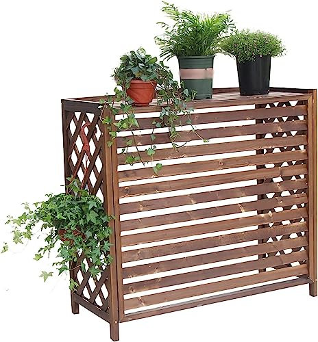 JXIPANUL Holz-Klimaanlagen-Abdeckung für den Außenbereich, regensicheres Sonnenschutz-Klimaanlagen-Gestell, Ce-Trennwand aus massivem Holz, Mülleimer-Gehäuse, verstecktes Klimaanlagen-Geste