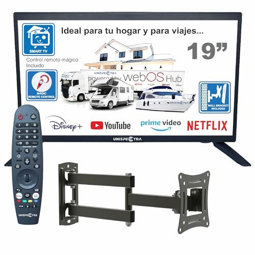Unispectra ® 19” 12v Smart TV (webOS) ELED HDR 240v 24v 12v TV Freeview & SAT Tuner, 3x HDMI, 2x USB, Magic Remote. 12V TVs for Motorhomes, Campervan, Caravan TV, Truck, Boat