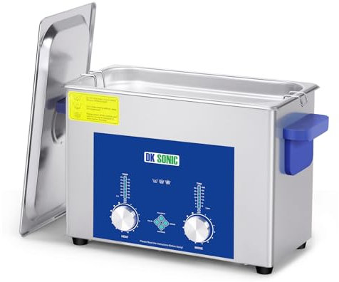 DK SONIC Industrieller Ultraschallreiniger 4L,120W Kommerzieller Ultraschallreinigungsgerät mit Codiertem Timer, Heizung und Korb, Vielseitig Einsetzbar für Schmuck, Brillen, Ketten, Uhren