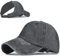 Enwokran Backless Ponytail Hat Washed Vintage Distressed Cotton Baseball Cap for Women, Curly Hair Adjustable High Messy Bun Afro Puff Ponycap (Black)