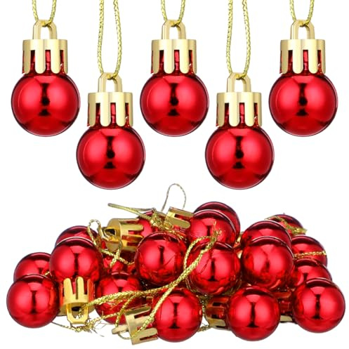 Garneck 24 Stück Mini Weihnachtskugeln 2 cm in Rot Bunte Christbaumkugeln Mini Für Festliche Dekorationen Hochzeiten Partys Und Weihnachtsbäume Kleine Anhänger Für Unvergessliche