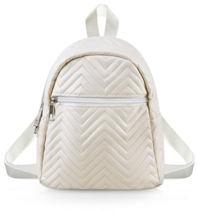 WisePoint Mini Damen Rucksack, PU Leder Rucksäcke Daypacks Klein Rucksacktasche für Frauen und Mädchen, Klassische Rucksack Damen Klein mit Reißverschluss für Einkaufen, Dating, Reisen (beige)