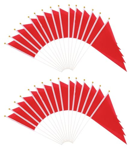 OAOSDH 30 Pezzi di Bandiera Rossa A Mano, Poliestere, Mini Bandiera, Decorazione della Bandiera, Adatti A Giochi Sportivi, Feste E Celebrazioni.