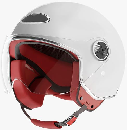 Casques Vintage À Face Ouverte Casques Jet De Moto avec Anti Scratch Visiere, Casque Moto Demi-Jet Homme, Casque Moto Et Scooter Compact Femme, Casque Semi-Ouvert Casque Jet Urbain 7,55-62CM