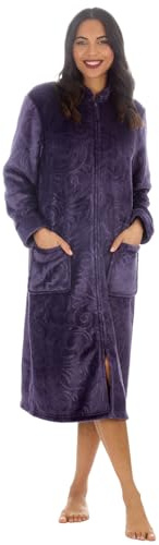 Slumber Hut Ladies Purple Embossed Zip Gown 18-20 Uk Size