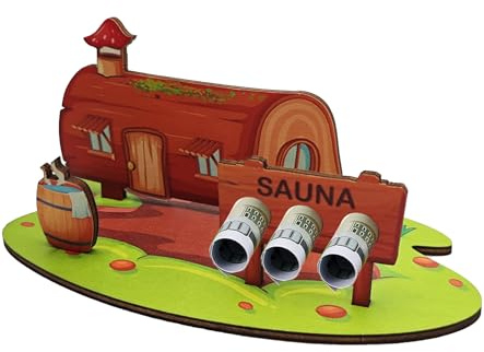 TAKONE Sauna Gutschein Geldgeschenk Holz Fasssauna Miniatur | Naturholz | Miniatur Fasssauna | Geldgeschenk | für Gutscheine | handgefertigt