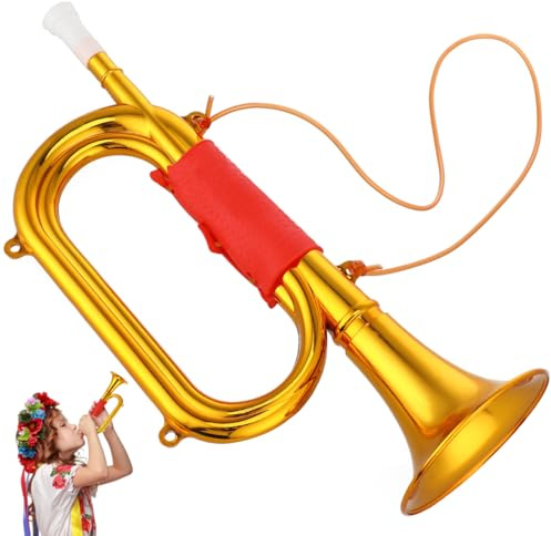 DEARMAMY Kindersignalhorn Spielzeug Trompete Aus Kunststoff Realistische Goldene Bühnenrequisite Für Kinderspiele Musikinstrument Für Aufführungen Und Rollenspiele