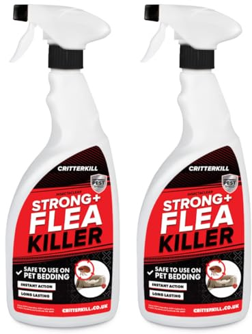 CritterKill Strong Flea Killer Spray for the Home 2 x 1L - Safe for use on Pet Bedding, Bedding, Mattresses, Carpets & More - Child and Pet Safe - Kills Fleas Quickly - Covers 16m2
