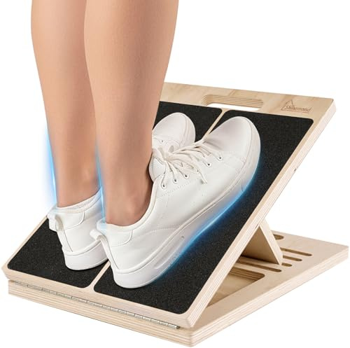 Holz Wadendehner Schrägbrett, Verstellbar Slant Board mit 5 Winkeln & Griff, Rutschfestes Wadendehner für Erwachsene, Wadenbrett für Stretching, Balance, Yoga, Pilates, Physiotherapie