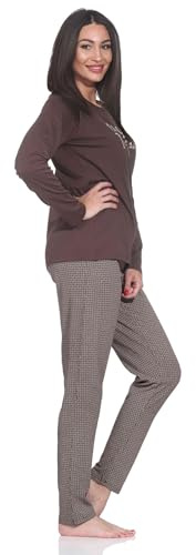 Normann Damen Langarm Schlafanzug Pyjama im eleganter Optik
