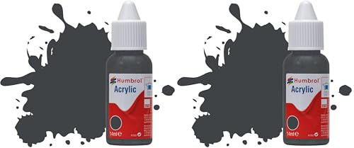 Humbrol Acrylic Paint No 66 Olive Drab Matt Dropper Bottle,14ml (Pack of 2)