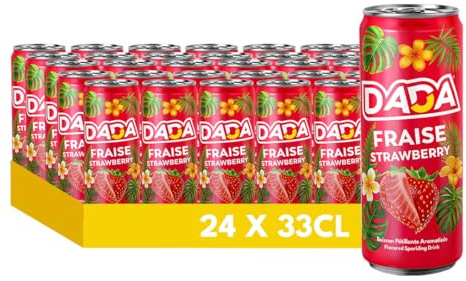DADA Boisson Gazeuse Saveur Fraise, Canette 33cl, Lot de 24