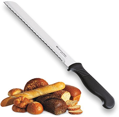 Taylors Eye Witness Sheffield Made Serrated Bread Knife - Professional 18cm Cutting Edge with A Scalloped, Ultra Fine Blade, Precision Ground from Razor Steel. Fibre Grip Handle. (17.5cm Bread Knife)