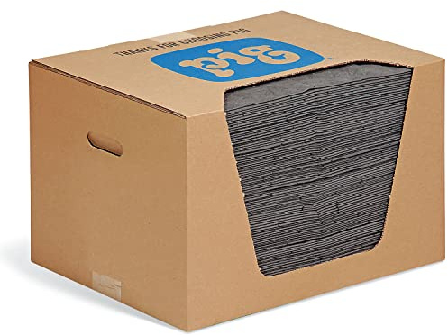 PIG Absorbent Mat Pads | Heavyweight | 15 W x 20 L | Each Pad Absorbs 28.16 oz | 100-Count | MAT240