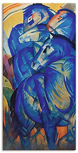 ARTLAND Wanddeko Leinwand Bilder Wandbild 50x100 cm Abstrakte Kunst Tiere Turm der blauen Pferde 1913 Expressionismus Franz Marc T7IL