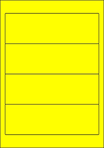MADE IN GERMANY 20 Etiketten selbstklebend farbig LEUCHTGELB 61 x 190 mm Rückenetiketten für breite Ordner auf Bogen A4 (5 Bögen x 4 Etik.) CS Label – Universaletiketten zum Beschriften und Bedrucken