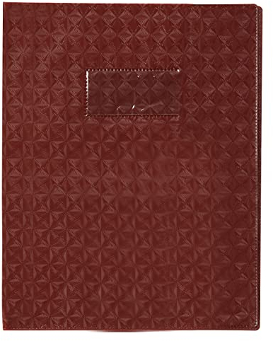 Calligraphe 72026C - Heftumschlag / Heftschoner / Hefthülle Calligraphe mit Feinkörnung Diamantmotiven, 17x22 cm, Etikettenhalter, aus PVC blickdicht und strapazierfähig, Braun, 1 Stück
