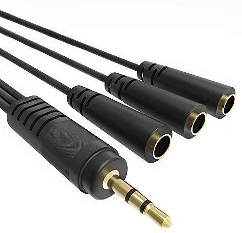 Cable Conector Divisor Audio en Y Modelado 20cm, Divisor de 3,5mm 3 Conectores TRS Divisor de Auriculares 3 Vías para Juegos PC, PS4, Xbox One,Teléfonos Inteligentes y Computadoras Portátiles