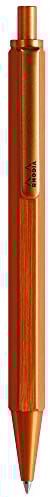 RHODIA 9388C - scRipt Refillable Ballpoint Pen Hexagonal Brushed Aluminium Body - Orange - 0.7 mm High Precision Retractable Ball Point, Black Ink - scRipt Collection