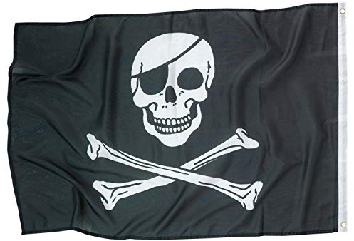 Amscan 9902133 - Flagge Pirat, 92 x 60 cm, Piratenschiff, Mottoparty, Dekoration, Schwarz
