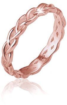 Elli Women's 925 Twisted Node Stacked Anniversary Ring, Rose Gold, Size Q (58 mm)