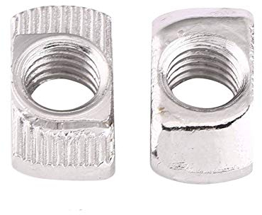 50pcs T-Nut Hammer Kopf Mutter M5 verzinkt Silber Kohlenstoff Stahl Fastener Aluminiumprofil Extrusionsschlitz Europäische Norm(EU40-M5*19.5 * 8)