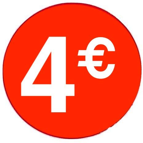 DiiliHiiri — 4€ Preisetiketten Rote Runde Aufkleber 35mm Rolle mit 1000 Stk — Preisaufkleber Preisschilder für Verkäufe Verkaufsaufkleber Etiketten für Preisangaben