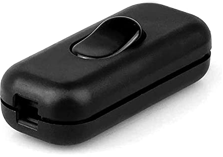 CABLEPELADO Interruptor pasante aereo unipolar lampara | Interruptor de Paso unipolar | Interruptor Torpedo | Contactos con Tornillo | AC 250V 2A | Apto para lámpara sobremesa | PVC | Negro