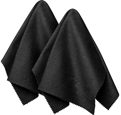 Edison & King Paños para Limpieza de Gafas extragrandes, Antideslizantes - para un Mejor manejo - Paquete de 2 paños de Microfibra extrasuaves - 30 × 40 cm - Lavable (Negro)