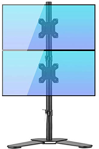Bracwiser Vertical Dual Monitor Mount Stand for 13-27 Inch LCD LED Screens - Free Standing Universal Mount, Height Adjustable (80cm Pole) ML7802