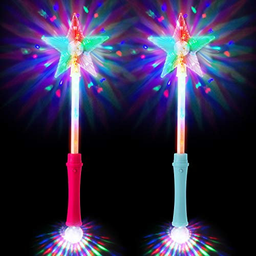 Ultra 6 Blau 6 Rosa LED Leuchtstab Stern Zauberstab Magic Wand Disco Licht LED Stab Discokugel Kinder Prinzessin Partys Spielzeug Blinkender Stern Leuchtender Zauberstab Kinder Sternen Zauberstab