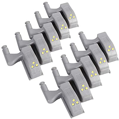 Raguso 10 St¨¹ck Wei?er Innensensor Scharnier LED Licht Universalschrank Schrank Schrank Kleiderschrank Warm/Cool LED Scharnier Licht Home K¨¹chenschrank(Kaltes Wei?)